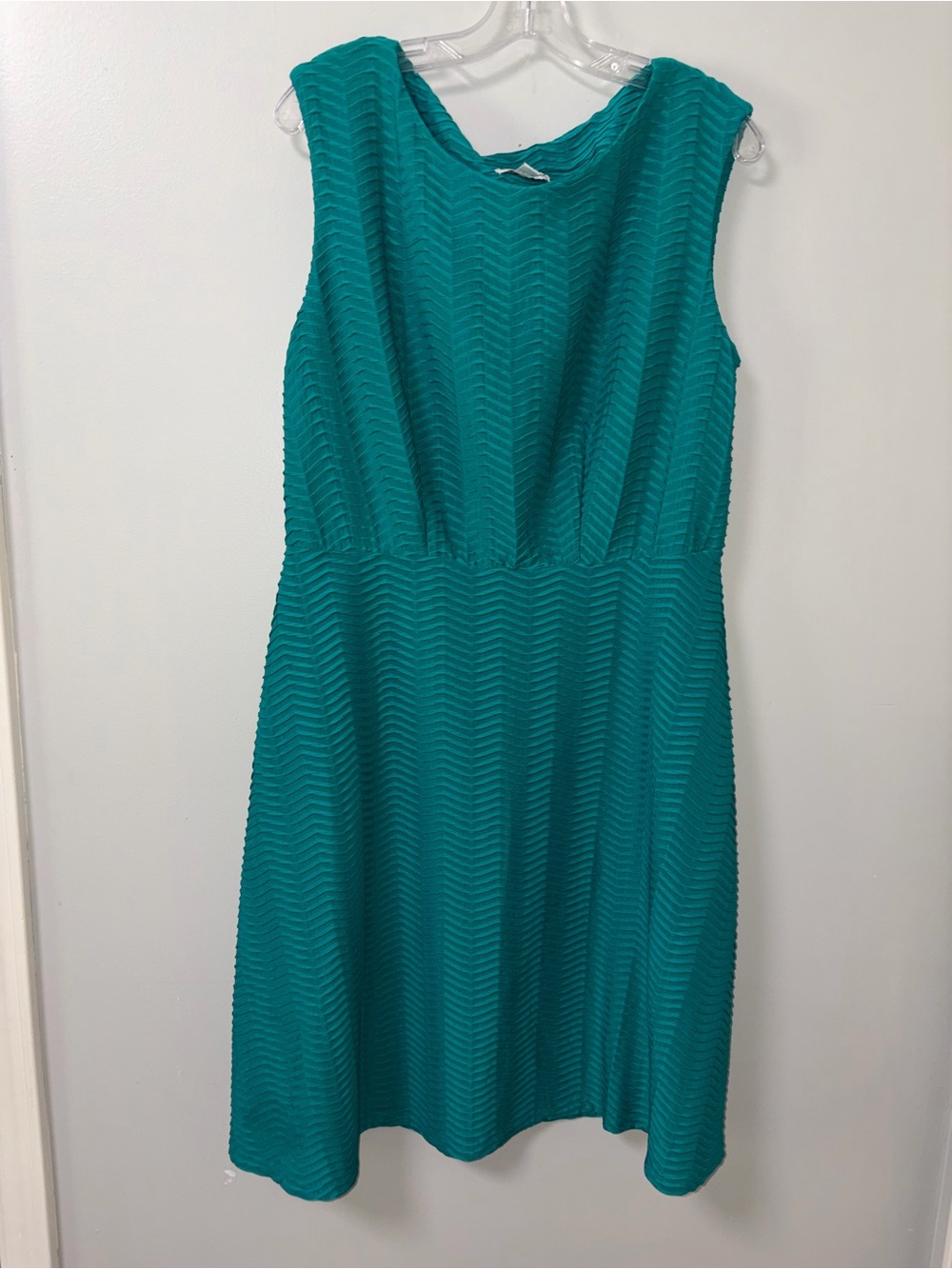 Shelby & Palmer Teal Sleeveless Chevron Textured Fit & Flare Dress Size 14W